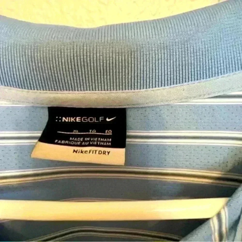 Nike Golf Fit Dry shirt, XL light blue color with white and gray strips EUC